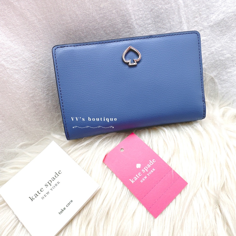 NWT Kate Spade Adel Medium Bifold Wallet Blueberry Cobbler WLRU6082 RARE FIND - Picture 3 of 8